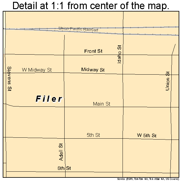 Filer, Idaho road map detail