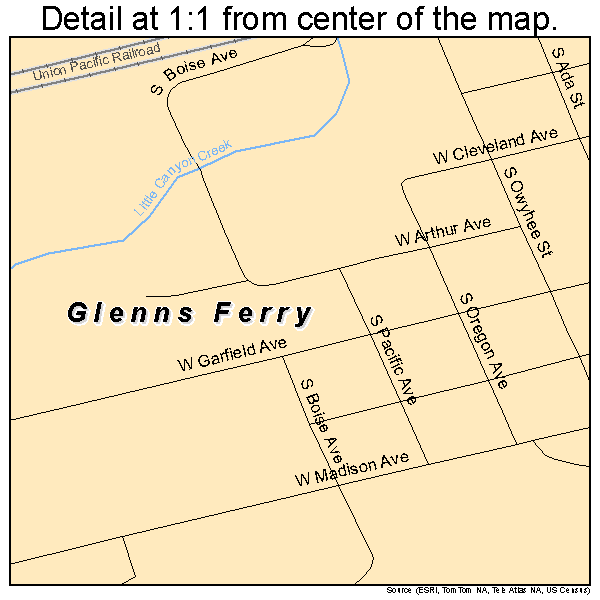 Glenns Ferry, Idaho road map detail