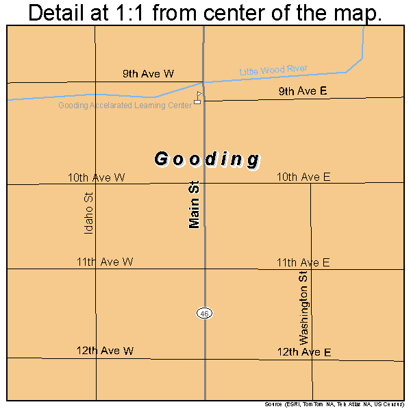 Gooding, Idaho road map detail