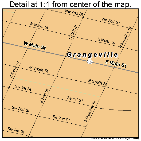 Grangeville, Idaho road map detail