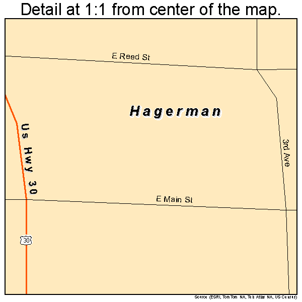 Hagerman, Idaho road map detail