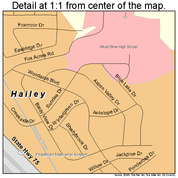 Hailey, Idaho road map detail