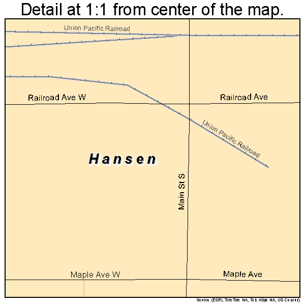 Hansen, Idaho road map detail