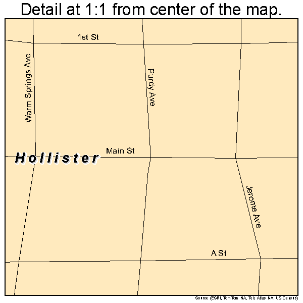 Hollister, Idaho road map detail