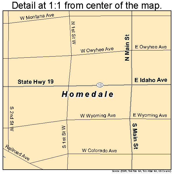 Homedale, Idaho road map detail