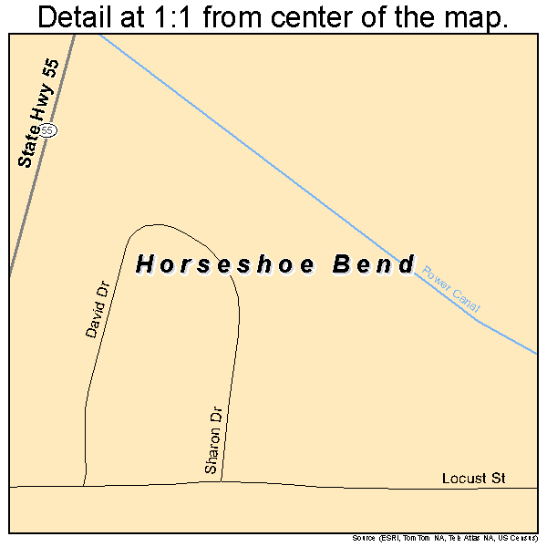 Horseshoe Bend, Idaho road map detail