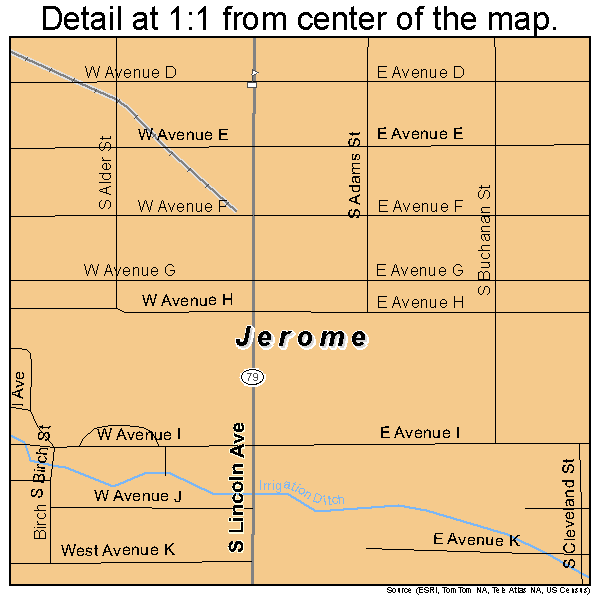 Jerome, Idaho road map detail