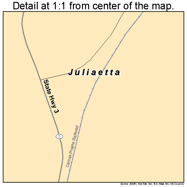 Juliaetta, Idaho road map detail