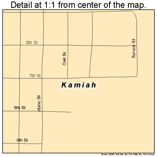 Kamiah, Idaho road map detail