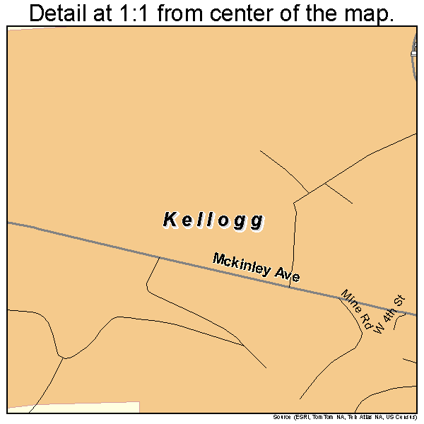 Kellogg, Idaho road map detail