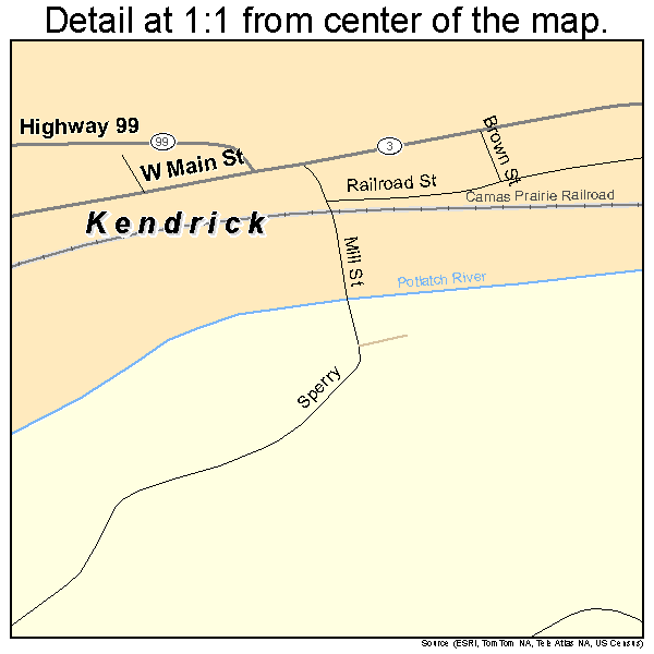 Kendrick, Idaho road map detail