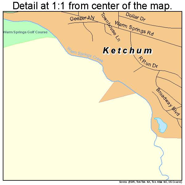Ketchum, Idaho road map detail