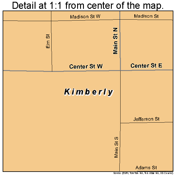 Kimberly, Idaho road map detail