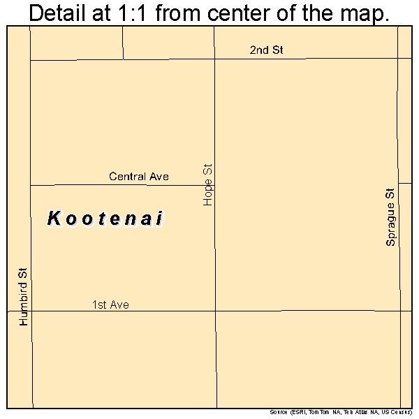 Kootenai, Idaho road map detail