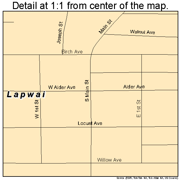 Lapwai, Idaho road map detail