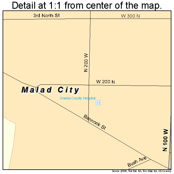 Malad City, Idaho road map detail