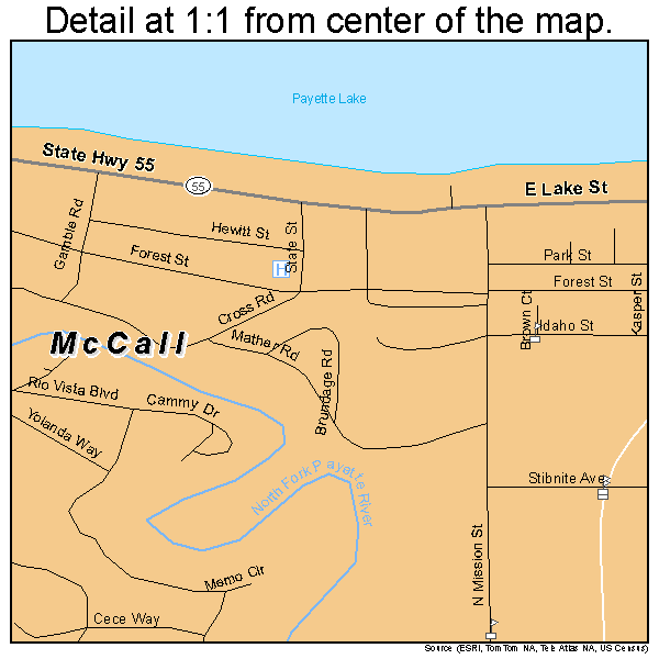 McCall, Idaho road map detail