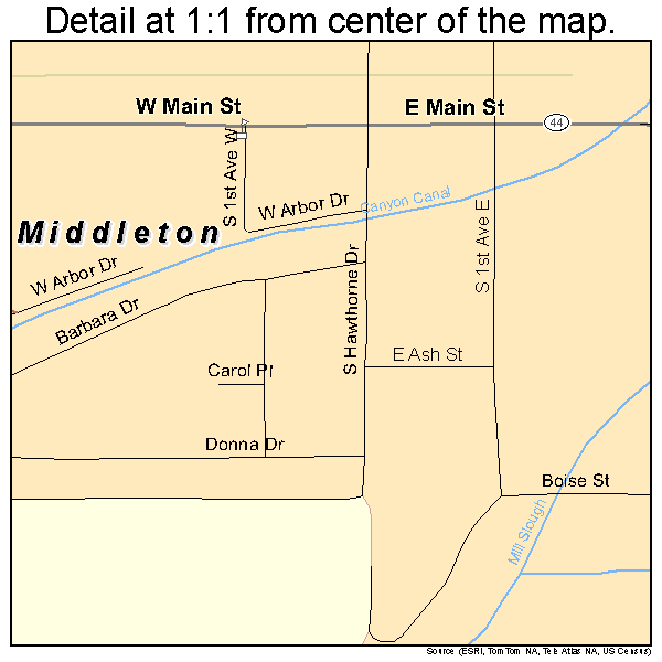 Middleton, Idaho road map detail