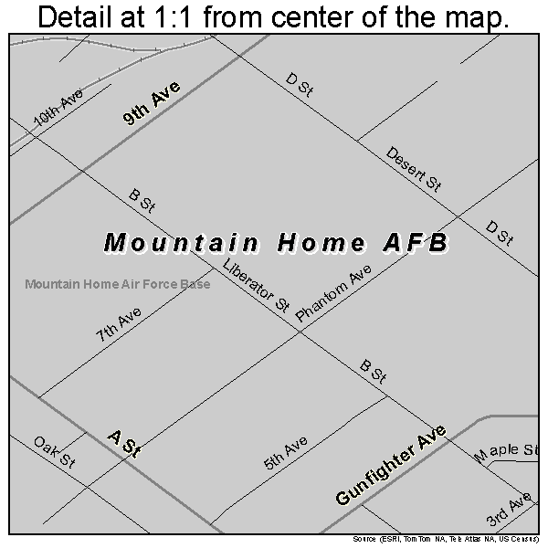 Mountain Home AFB, Idaho road map detail