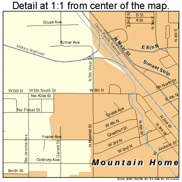Mountain Home, Idaho road map detail