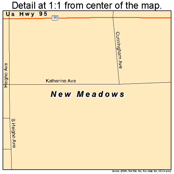 New Meadows, Idaho road map detail