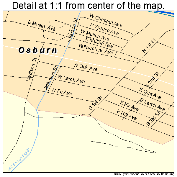 Osburn, Idaho road map detail
