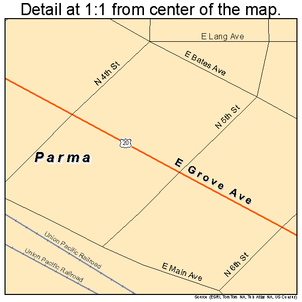 Parma, Idaho road map detail