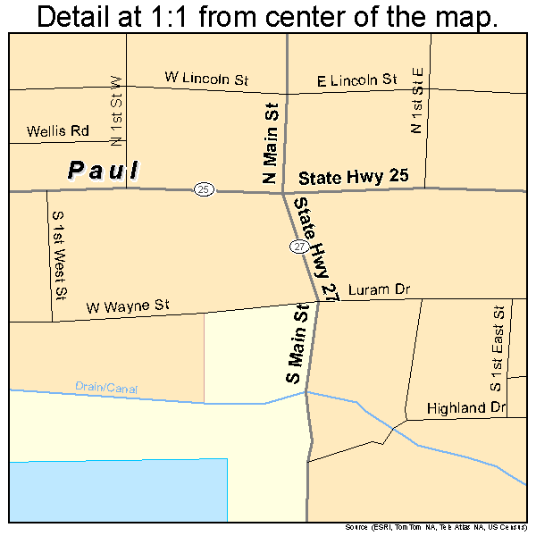 Paul, Idaho road map detail