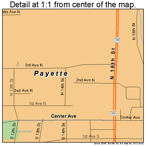 Payette, Idaho road map detail
