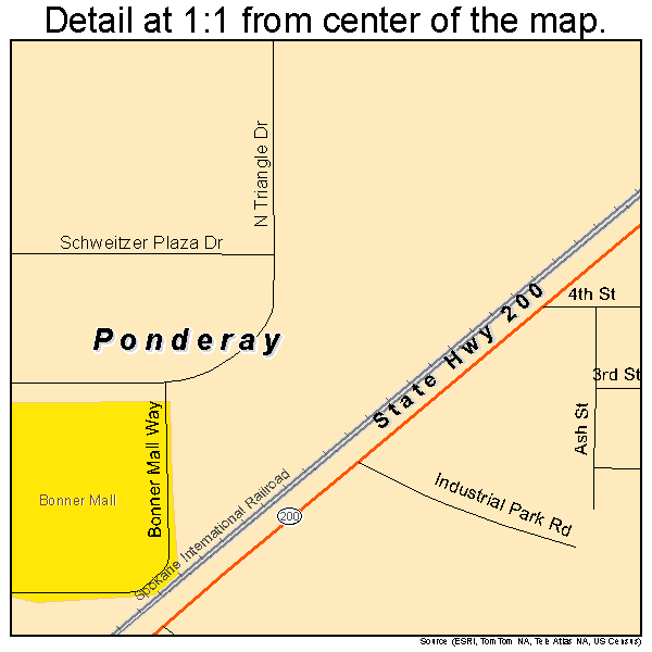 Ponderay, Idaho road map detail