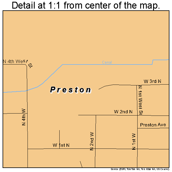 Preston, Idaho road map detail