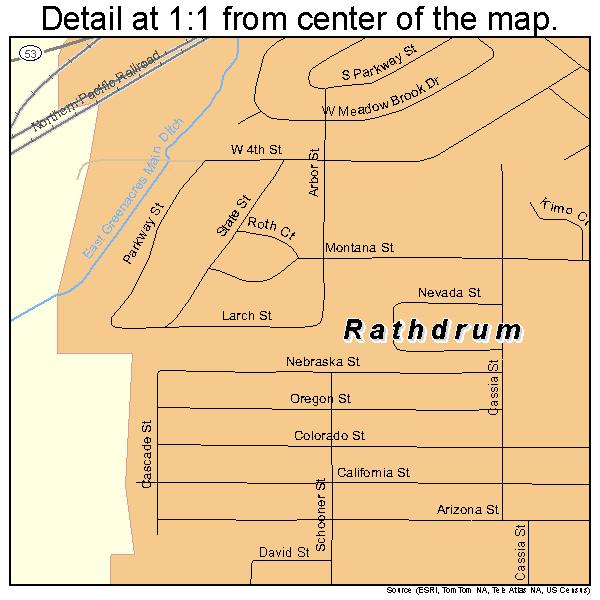 Rathdrum, Idaho road map detail