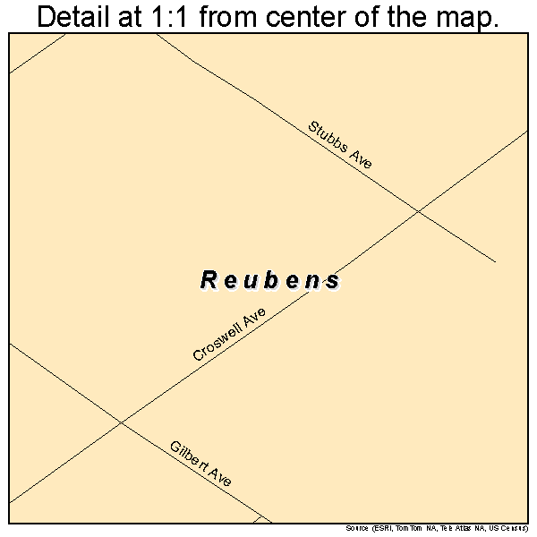 Reubens, Idaho road map detail