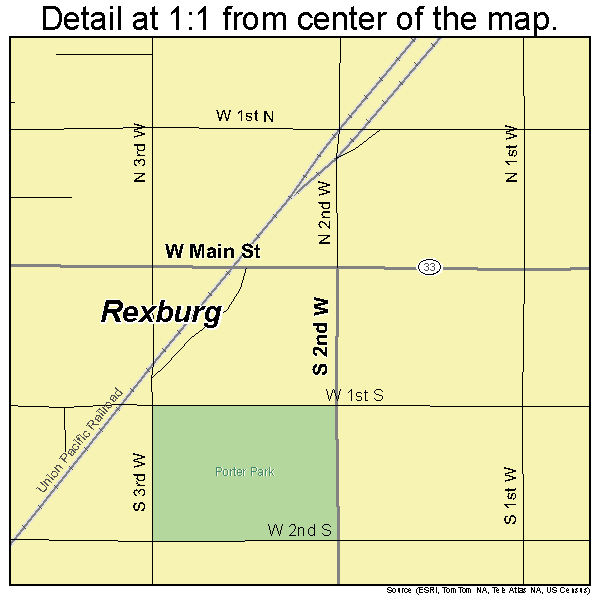 Rexburg, Idaho road map detail