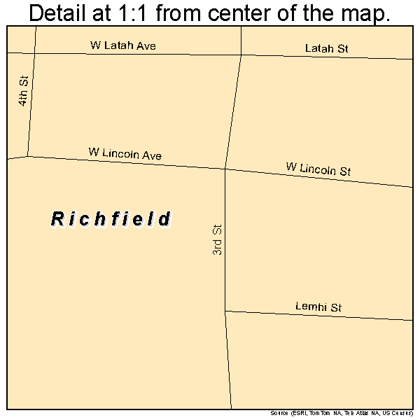 Richfield, Idaho road map detail
