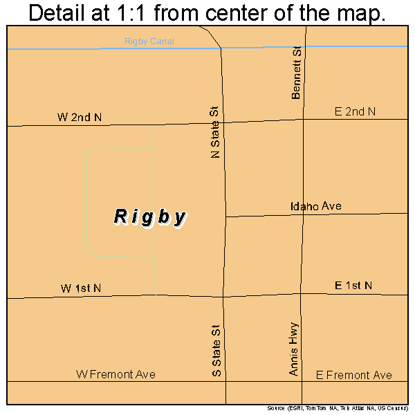 Rigby, Idaho road map detail