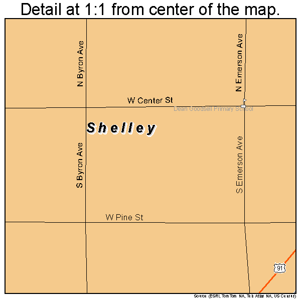 Shelley, Idaho road map detail