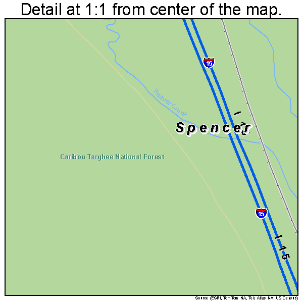 Spencer, Idaho road map detail