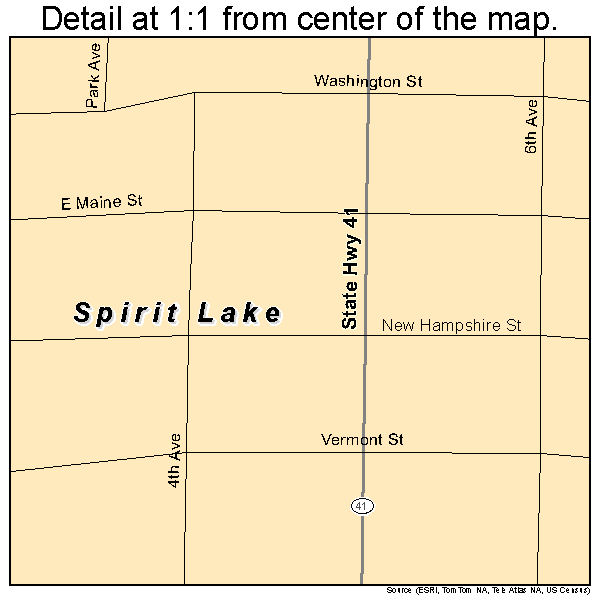 Spirit Lake, Idaho road map detail