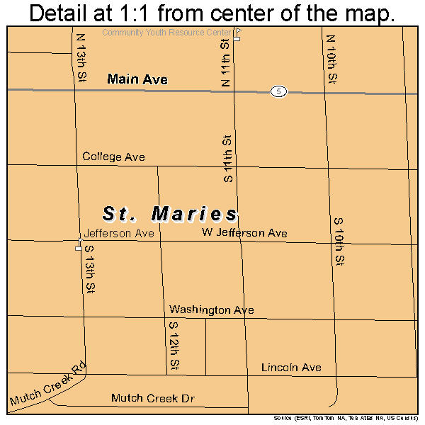 St. Maries, Idaho road map detail