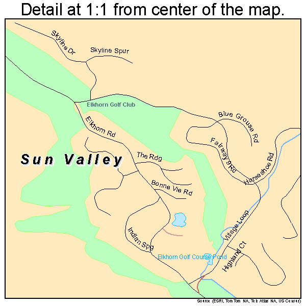 Sun Valley, Idaho road map detail