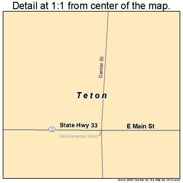 Teton, Idaho road map detail