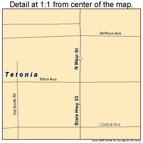 Tetonia, Idaho road map detail