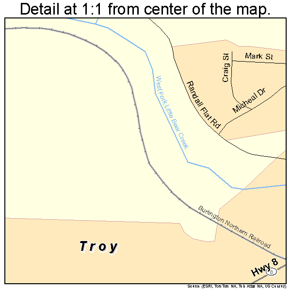 Troy, Idaho road map detail