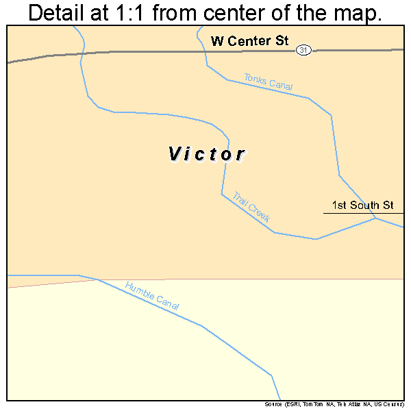 Victor, Idaho road map detail