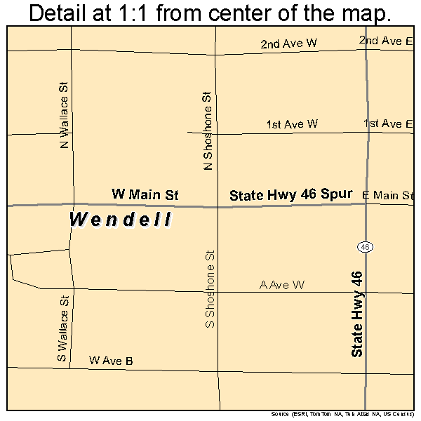 Wendell, Idaho road map detail