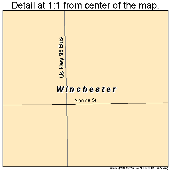 Winchester, Idaho road map detail