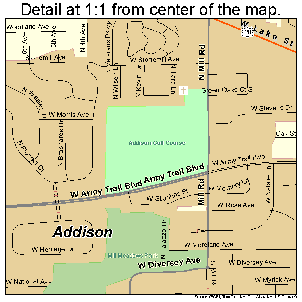 Addison, Illinois road map detail