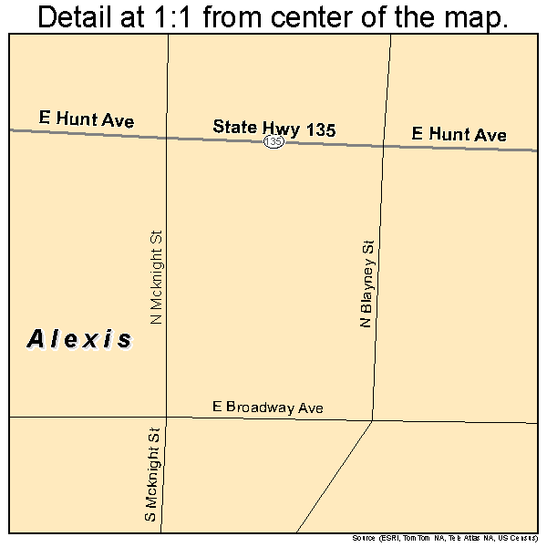 Alexis, Illinois road map detail
