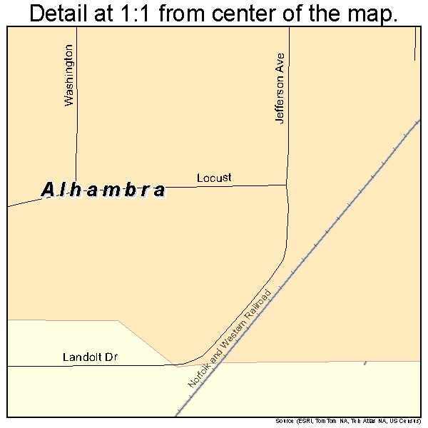 Alhambra, Illinois road map detail